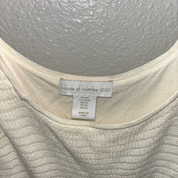 House of Harlow 1960 Ruffled Pointelle Mini Dress Ivory Knit XS Women - Picture 4 of 5